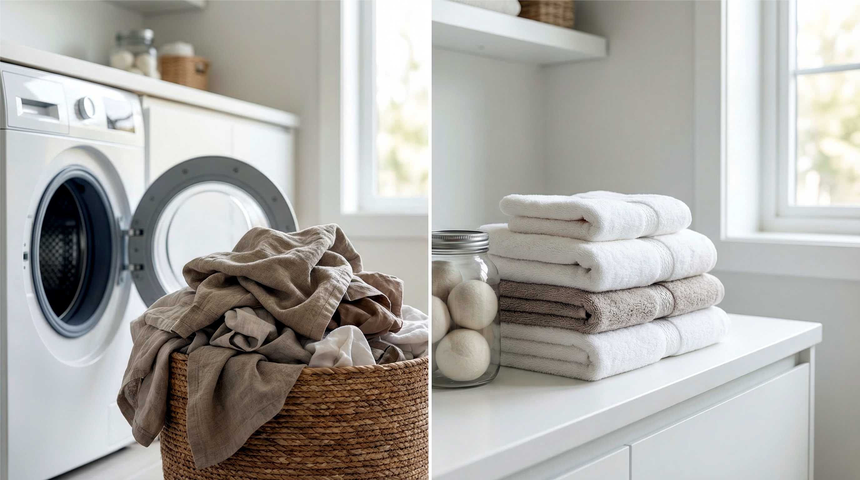 Basket of laundry transformed into folded towels