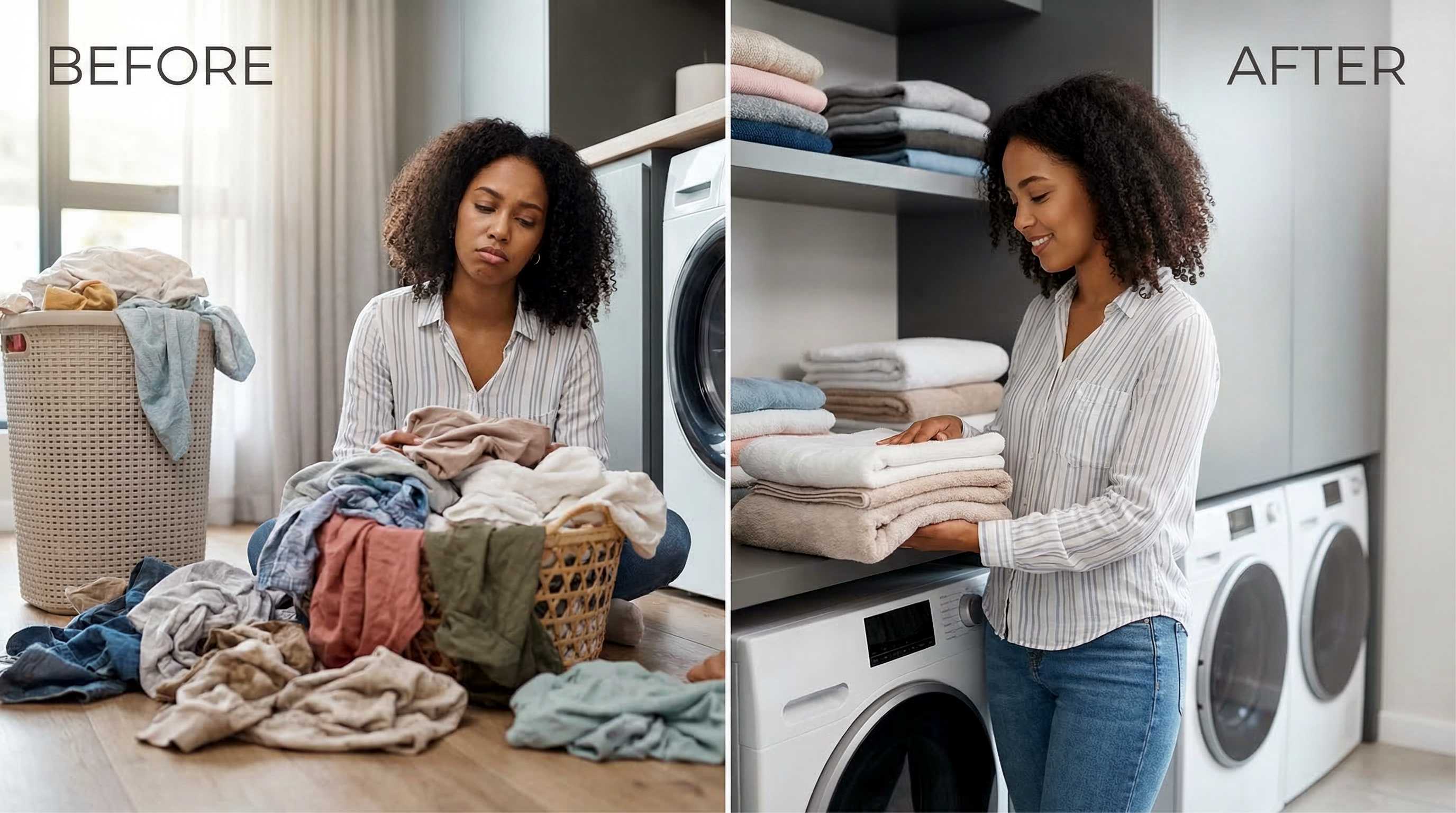 Laundry service before and after transformation