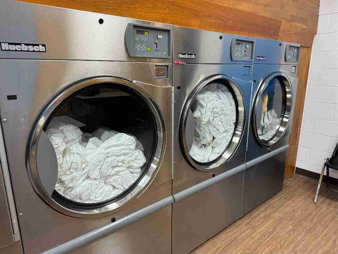 Clean laundry arranged after professional washing
