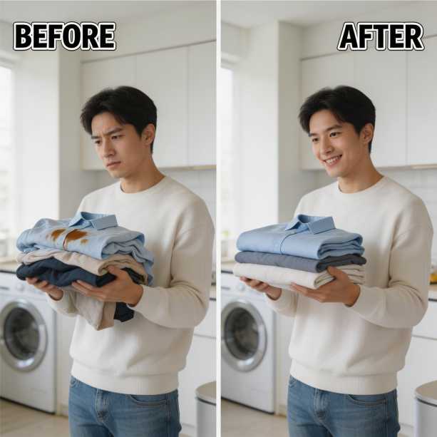 Clothing before and after professional folding