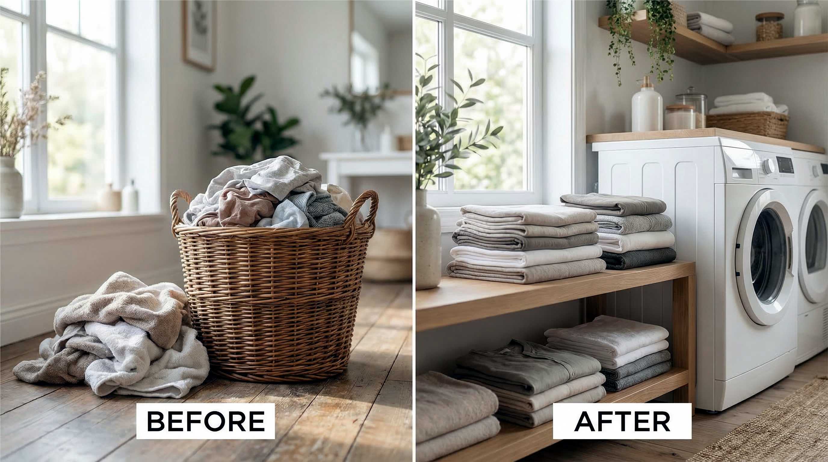 Laundry room before and after service