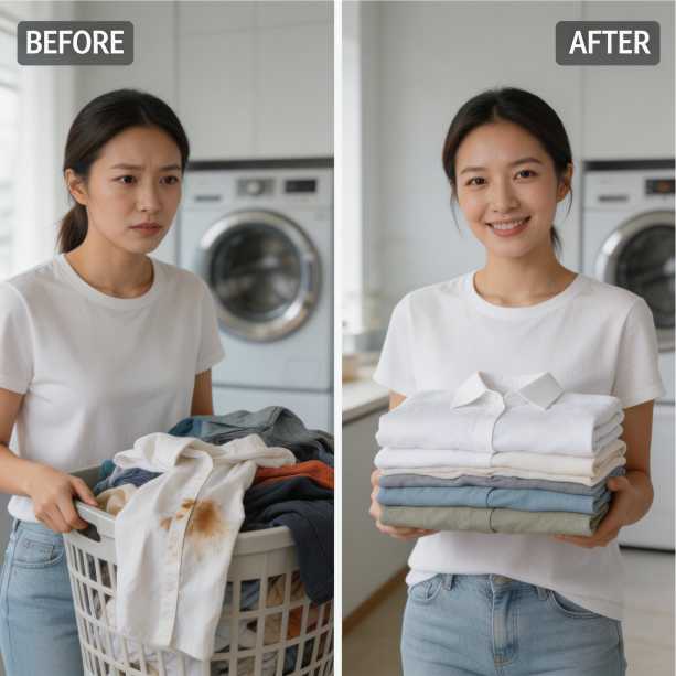 Before and after wash and fold service